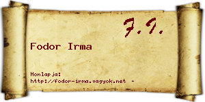 Fodor Irma névjegykártya